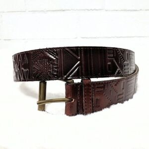 RITZ COLLECTION Aztec Stamped Leather Belt